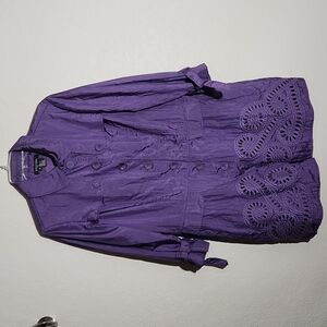 Etcetera Jacket Womens Size 12 Purple Tatted Lace Cut Out Vintage